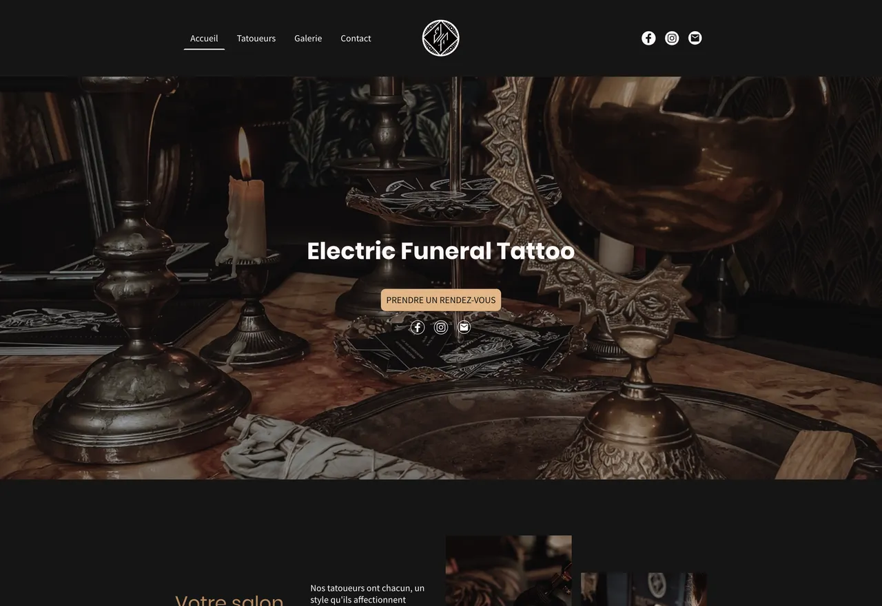 Site réalisé pour Electric Funeral, Salon de tatouage.