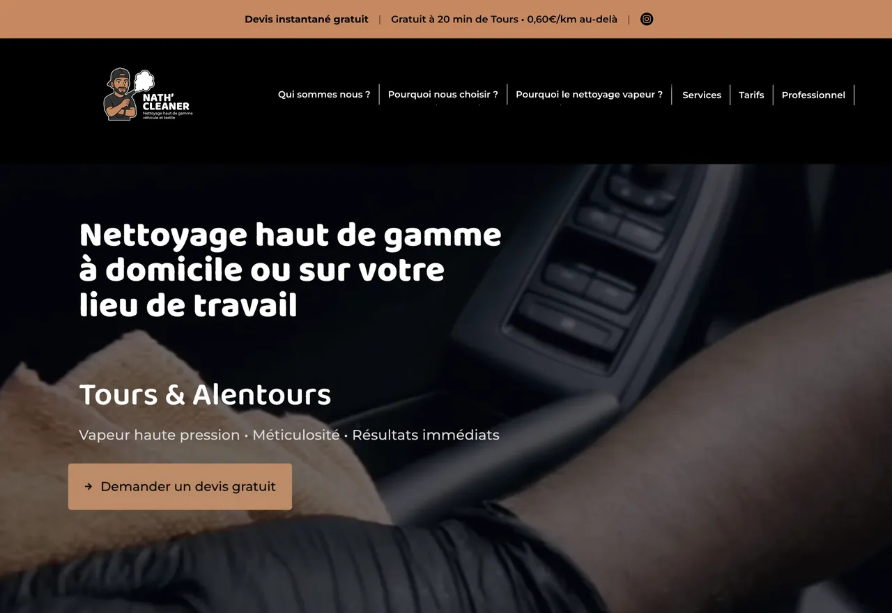Site réalisé pour Nath Cleaner, Entreprise de nettoyage.